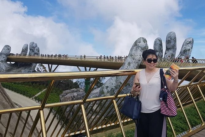 GOLDEN BRIDGE & BA NA HILL in Early moring to Avoid Crowds from DA NANG or HOIAN - Golden Bridge at 7:30am: giant hands, height, and photo time