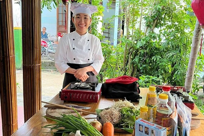 Hoi An Cooking Class(Local market,Basket Boat,Fishing & Cooking) - Cooking time at a coconut Eco-kitchen with Ms Trâm
