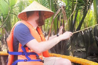 Hoi An Eco Tour & Cooking Class ( local market ,basket boat ,fishing,cooking ) - Basket boats and bamboo fishing practice on the river