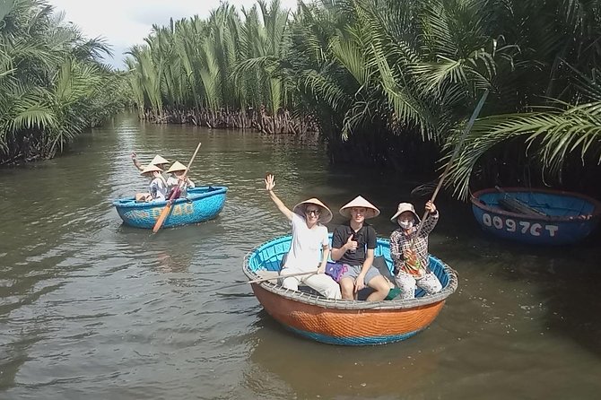 HOI AN Hidden Gems in Rural Villages & River Islands PRIVATE TOUR - Cam Thanh basket boat in the water coconut forest