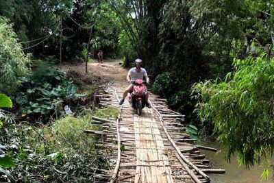 My Son Adventures Loop (1 ngày -150km) - Floating bridge, rice fields, and village scenes on the ride back