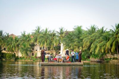 Romantic Dinning On The Bamboo Raft - Sliding From Hoi An Ancient Town Toward the River Ride
